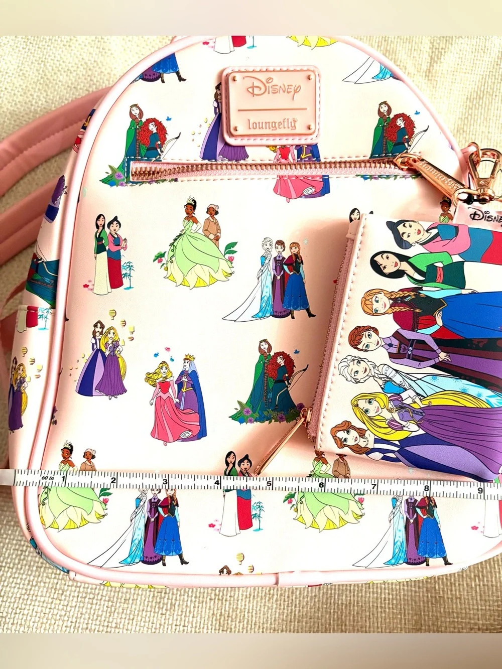 Loungefly Pink Disney Princesses Kids Mini Backpack with Matching Cardholder